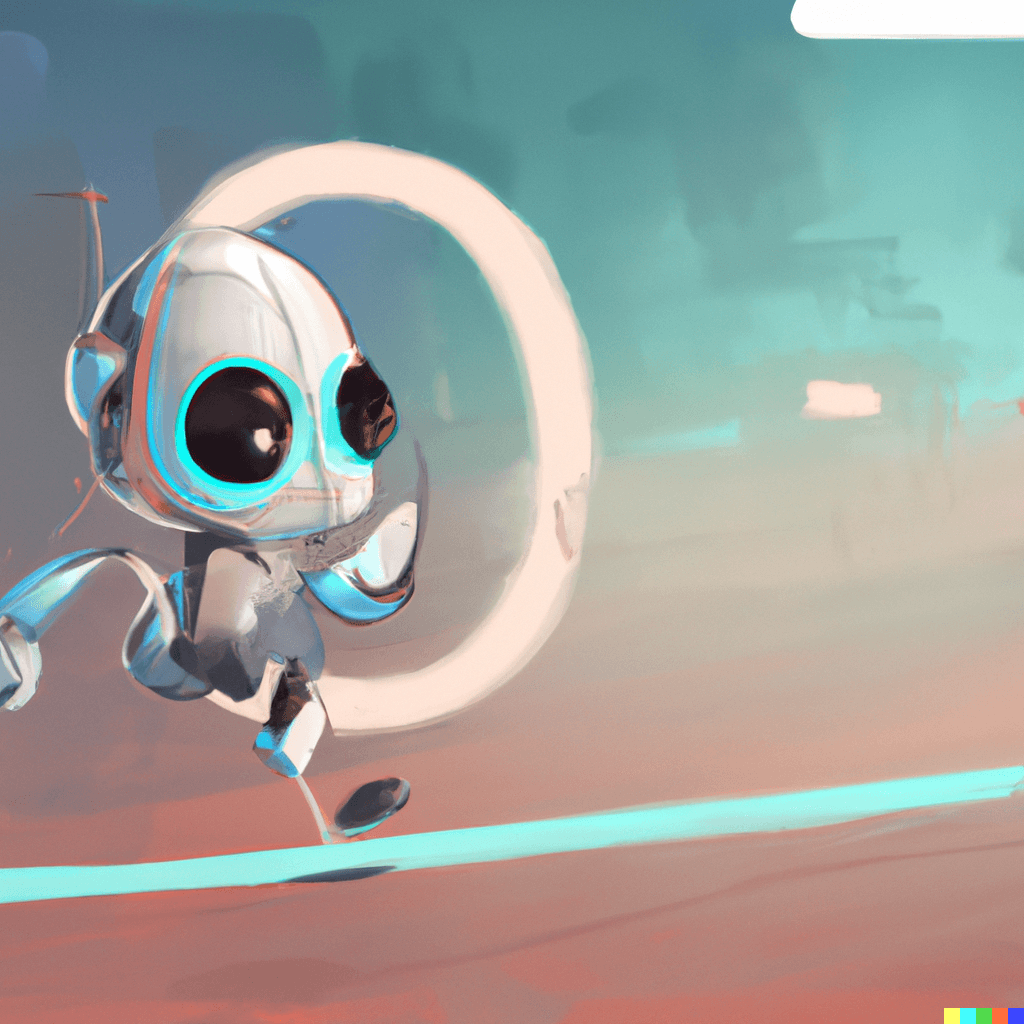 robot in the middle of a race