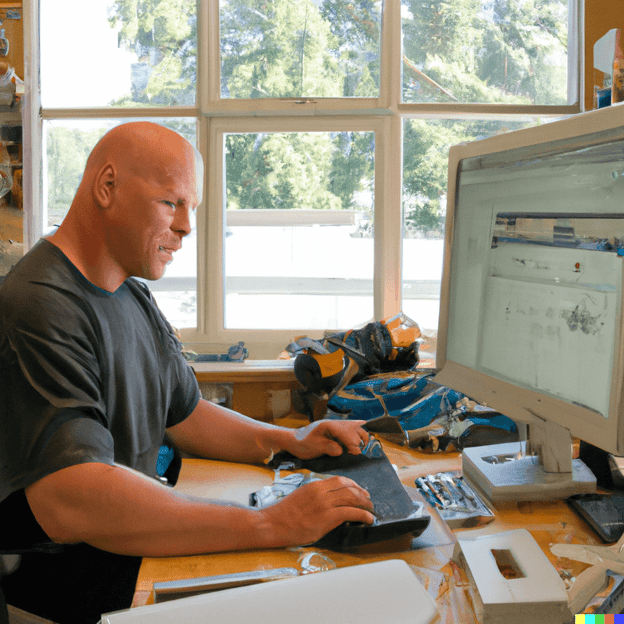 roofer working on a computer