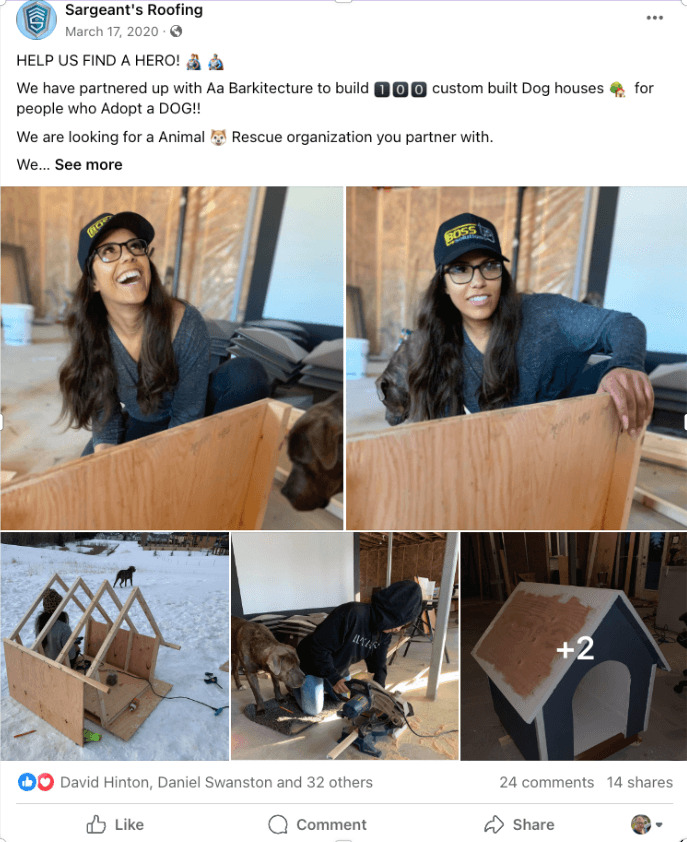 A roofing company promotion that drives leads through community participation. 