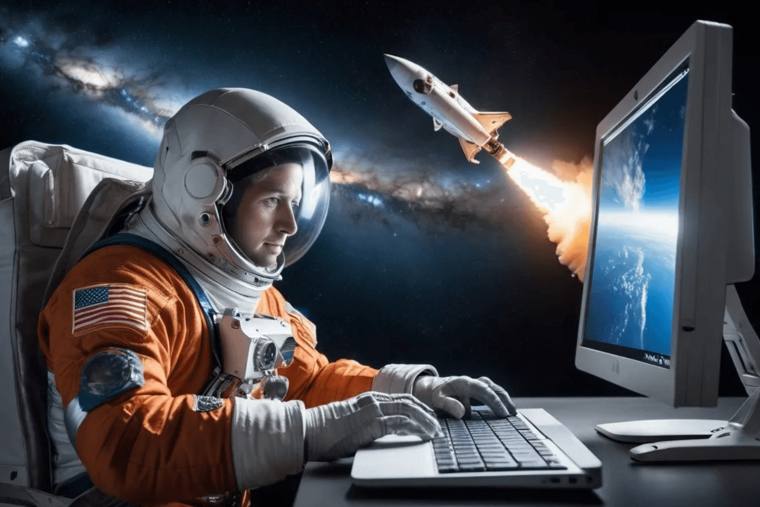 Astronaut on Computer